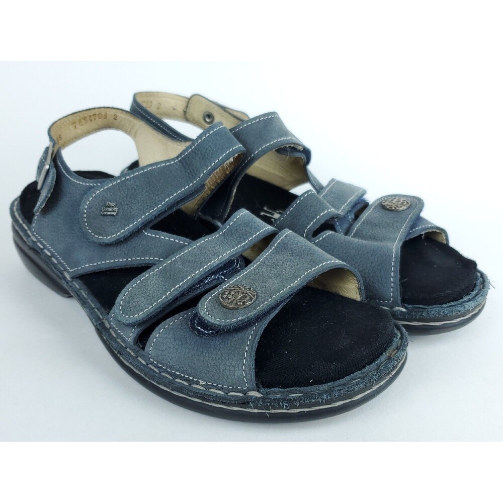 Finn Comfort GOMERA Blue Leather Strappy Sandals Womens 38 EUR / size 7 US